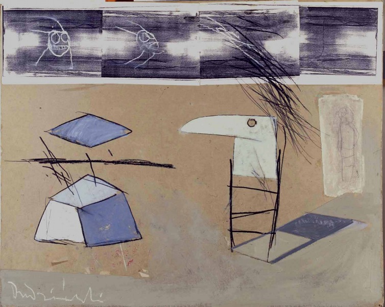 Day at the races    1990    oil + collage    75 x 107cm